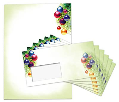 Briefpapier Weihnachten Weihnachtsbriefpapier mit Umschlag Umschlägen mit Fenster Weihnachtspapier A4 für Kunden (75 Blätter + 75 Umschläge)