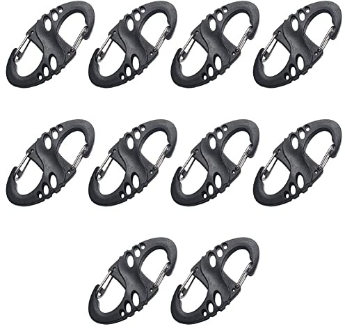 Wudaizhi 10pcs S Shape Carabiner Outdoor Mini Carabiners S Shape Clip Snap Hook Key Chain Key Ring Clip Hook Zinc Alloy Spring Clip for Backpack Bottle