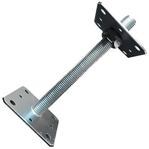Adjustable Post Base Support, Pergola Brackets, 4mm Galvanised Steel | Bolt Down Post Anchor 110mm, Gazebo Height Extender, Fence Post Bracket, Shed Decking Feet, Heavy Duty, M24, 250mm
