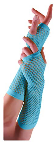 Damen-Handschuhe aus den 1980er-Jahren, fingerlos, für Partys, Partys, Netz-Accessoire, Handschuhe, türkis, One size