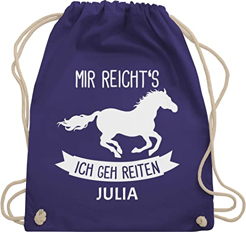 Turnbeutel Rucksack - Pferd Pferde - Mir reichts ich geh reiten - Unisize - Lila - tasche zum reit sachen für mädchen pferden gehe beutel pferderucksäcke pferdemotiv wunschnamen stoffbeutel
