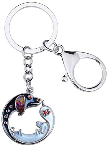 RAIDIN Emaille Metall Legierung Dackel Haustiere Paar Schlüsselanhänger für Damen Mädchen Hund Schlüsselring Schmuck für Auto Geldbörse (Grau)