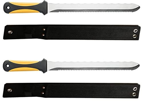 2 x Professional Insulation Knife, Stainless Steel Serrated Saw Foam Cutters for Loft Insulation, Rockwool, Polystyrene & PIR/XPS Foam Board – Ergonomic Two-Component Handle, Safety Sheat (2YH)