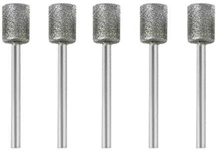 SEALFO Or Diamant Enduit Cylindrique Fraise 4mm Tronçonneuse Aiguiseur Pierre Lime Scie À Chaîne Affûtage Sculpture Outils De Meulage Argent Rose (Color : A, Size : 5pcs 45x8mm Silver)