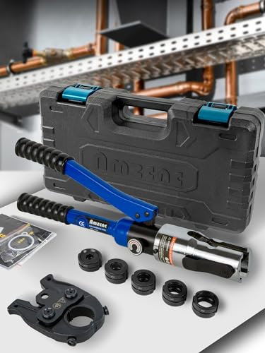 AMZCNC Pinza a pressa idraulica professionale con ganasce a pressione, profilo M 12-15-18-22-28, set di utensili per pressare, per tubi in rame.