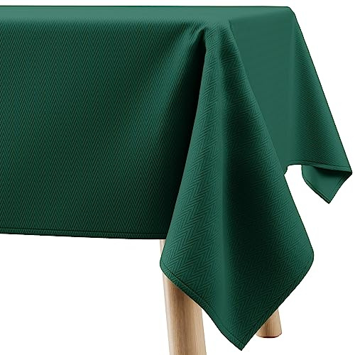 Filumi Tischdecke 140x240 cm Dunkel grün Abwaschbar Für Indoor Outdoor geometrisches Zickzackmuster Verte