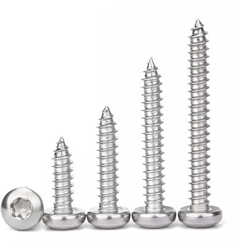Drenky Linsenkopfschrauben Holz,50 Stück Holzschrauben Torx M4x12mm Selbstschneidende Holzschrauben Edelstahl A2 V2A Torx Schrauben Vollgewinde für Holzteile