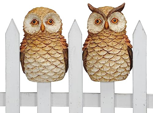 B2S BACK2SEASON Zaunfigur Eule Eulenpaar Polyresin Zaundeko Herbstdeko Zaunhocker frostfest H=16 cm 2er Set