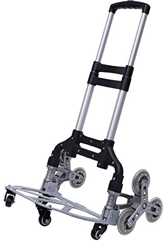 Aluminium Treppensteiger, Sackkarre Klappbar, Transportkarre Dreifach Höhenverstellbarer Griff mit Elastischem Seil und Abnehmbarer Wasserdichter Tasche für Umzug- Getränkekisten Einkauf
