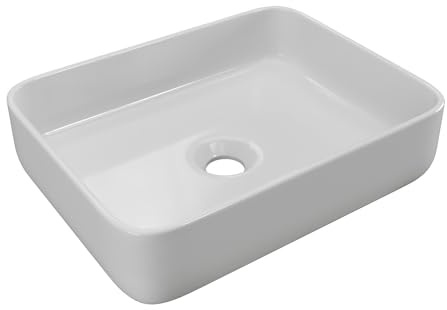 Vente-unique - Vasque à poser rectangle en céramique - Blanc - 50 x 39 cm - JUNIKO II