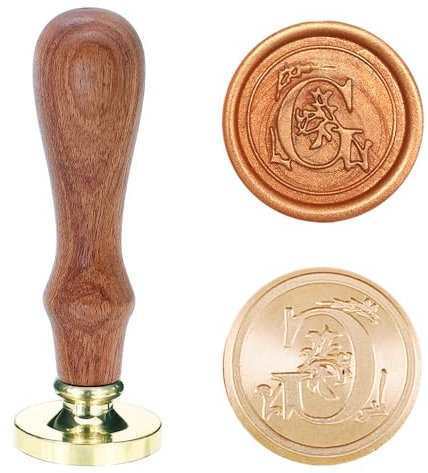 Poemluve Siegelstempel mit Buchstaben A-Z 25mm Vintage Wachs Siegel Stempel Set mit Holzgriff für Geschenke, Verpackung, Grußkarten, Einladungen, DIY (Buchstabe G)
