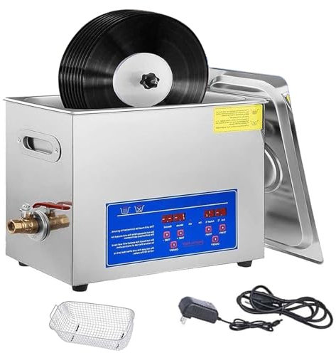 DOZPAL Pulitore ad ultrasuoni per Dischi in Vinile da 6 Litri - Macchina per la Pulizia in Acciaio Inossidabile da 180 W per Ferma Orologi, Occhiali, Protesi, Altro