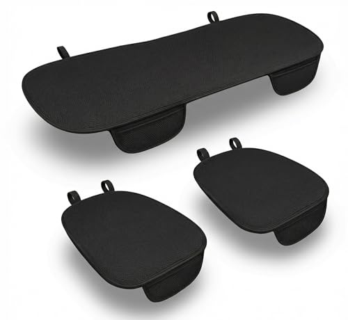 Autozubehör Lupex Sitzbezug, 3-teilig, Universal Auto | Sitzschutz 2 vorne und 1 hinten | Komfortschutz, Auto-Kissen (Eisseide, schwarz)