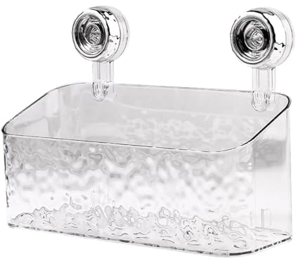 Estantería con Ventosa para Ducha y Cocina - Organizador Transparente Autoadhesivo para Baño - Cesta de Almacenamiento | Estante de pared para baño y cocina, organizador de ducha transparente, cesta con ventosa para almacenamiento