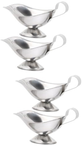 TOKIDNY 4pcs Sturdy Stainless Steel Gravy Boat Spout Pitcher for Cookware Sauce Serving