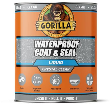 Gorilla Waterproof Coat & Seal Clear, 473ml - Weatherproof Liquid Sealant | Stops & Prevents Leaks | For Roof Tiles, Brick, Wood, Metal, Concrete, Stone, Rubber, Plastics*