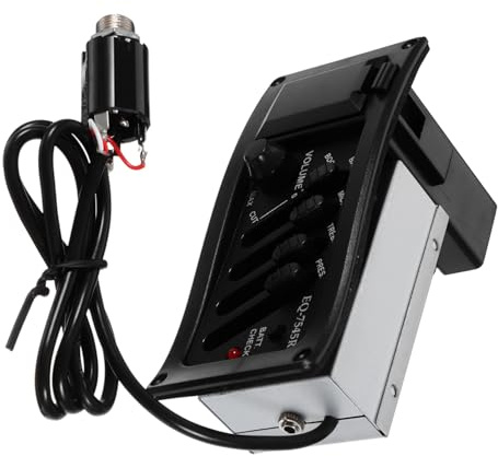 Gitarren Tonabnehmer Eq-7545r mit 4-band Eq und Lautstärkeregler | Schwarz, Kunststoffgehäuse, Bass/treble/presence Regler, Low Battery Anzeige