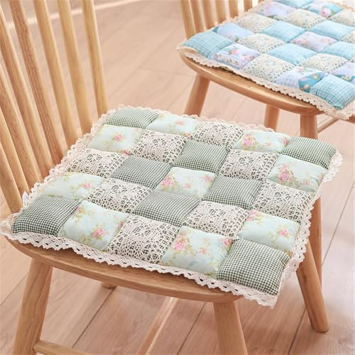 Morbuy Blumen Muster Sitzkissen, Sitzkissen Outdoor & Indoor, Weiches Stuhlkissen mit Bändern, Sitzauflagen Gartenmöbel mit Spitze, Steppkissen Stuhlkissen für Esszimmer (Blumen,40x40cm-2pc)
