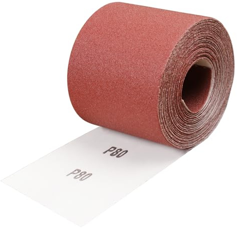 Shineboc 93mmx10m Körnung 80 Schleifpapier Rolle für Handschleifer | Aluminiumoxid Schleifleinen, Nass-Trocken, Zuschneidbar, Mehrflaechen-Polieren, Rostentfernung, Feinschliff