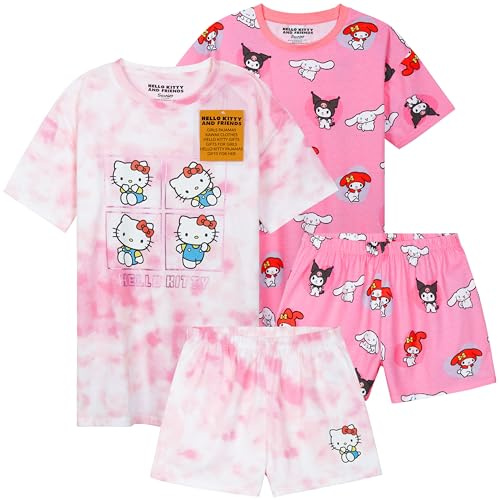 Get Trend Hello Kitty Pijama Niña Verano Pijama Chica 2 Pack de Pijamas Manga Corta Ropa Niña Adolescente Regalos para Niñas (5-6 Años, Pink)