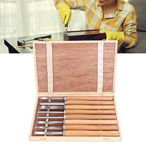 Set di 8 utensili per tornitura per tornio con 65 teste in acciaio al manganese e manici in faggio di qualità professionale, scalpello per la lavorazione del legno, in scatola