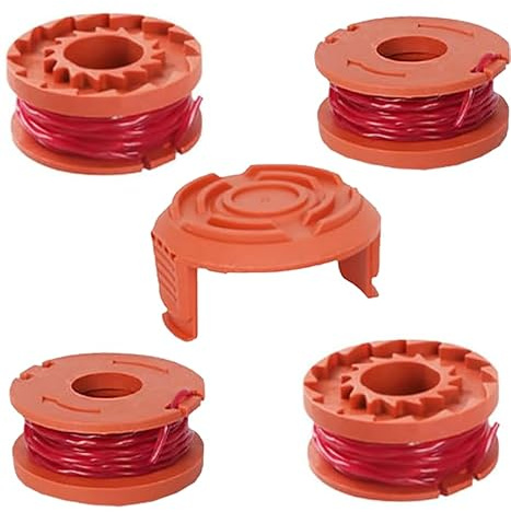 4 Bobine + 1 Copertura,Bobine di ricambio,Bobina a Filo per Tagliabordi,Bobina per strimmer,Compatibile con Worx WG150, WG151, WG151.5, WG152, WG153, WG154, WG155, WG155.5, WG156, WG157, WG160