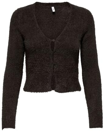 ONLY Neck Button KNT Onlkerry Ls Cardigan à col en V avec Bouton, Gâteau au Chocolat, M Femme