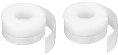 QUARKZMAN 2pcs Joint D'Étanchéité De Porte 16.4ft x 35mm Bande D'Étanchéité En Silicone pour Joint D'Étanchéité Adhésifs Fenêtre Maison Douche Espaces De Verre Longueur 5m, Blanc