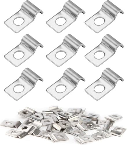 Lot de 50 clips de câble en métal 3 mm épaissi en acier inoxydable 304 - Colliers de serrage tubulaires en forme de U avec trou unique pour fixation de câbles, fils et tubes