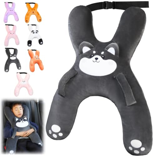 AUNGCSHE Almohada para dormir en forma de H para niños y niños, cojín de viaje para niños, adecuado para viajar, avión, tren, viaje autopropulsado (gris)