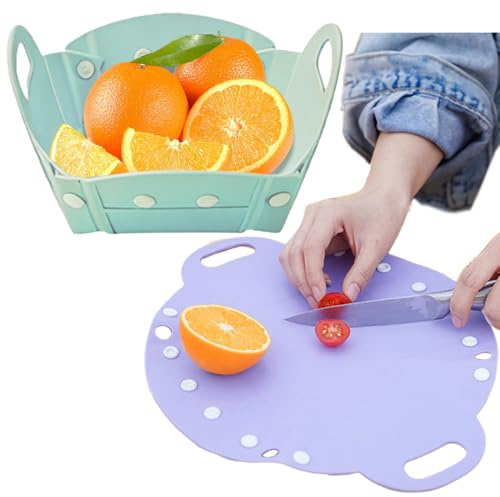 OULIGET Collapsible Camping Bowl,Silicone Bowl Portable Camping Tableware,Free Folding Plate with Handle,Space Saving Camping Essentials Outdoor,RV,2 Pieces
