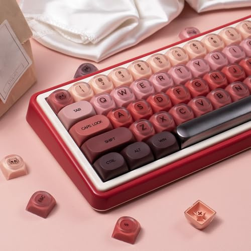 130 Tasten PBT Dye Sub Jelly Keycaps MOA Profil Tastenkappen Kompatibel mit Wooting Tastatur 61/64/87/104/108 Cherry Mx Switches Mechanische Tastaturen (Rot) | Kompatibel mit Wooting Keyboard 61/64/87/104/108 Cherry MX Switches Mechanische Tastaturen