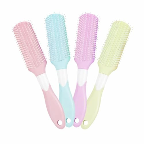 Detangle Hair Brush For Men & Women Plastic Professional Hair Styling Brush With Easy Grip Handle Scalp Massage Comb For Wet Dry Long Thick Thin Curly Natural Hair Salon Supplies Assorted Colors (1pk)