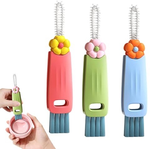 3PCS 3 in 1 Cup Lid Gap Cleaning Brush, Portable Bottle Cleaning Brush Set for Bottle Gap Tight Spaces Cup, Multifunctional Bottle Crevice Cleaning Brushes for Home Kitchen Cleaning Tools