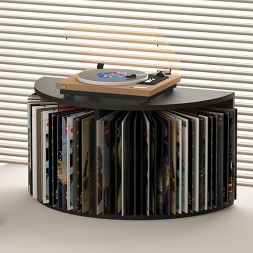 Plattenspielerständer mit Aufbewahrung für 40 Schallplatten, DVD-Regale, Plattenspielerständer, platzsparend, offene Aufbewahrung für Bücher, CDs und Zeitschriften, Schwarz