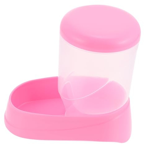 Homoyoyo Automatic Hamster Feeder and Food Bowl Anti-tip Small Pet Feeding Dish Visible Pink Automatic Feeder for Hamsters Hedgehogs and Guinea Pigs