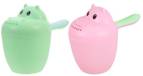 Gogogmee Taza para Bañar al Niño Diseño Adorable, Vaso de Enjuague de Champú para Bebés de Pp Seguro, Paquete de 2 Piezas para Ducha y Baño
