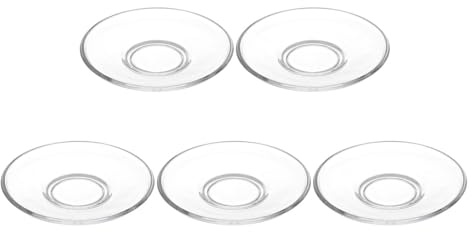 HAKIDZEL 5 Platillos de Vidrio Redondos para Té y Café, Platos Pequeños de 9 Cm, Fáciles de Lavar y Uso Versátil para Hogar u Oficina Reutilizable