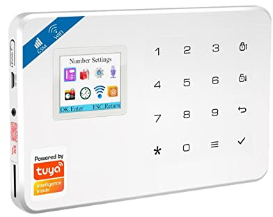 Sistema de Alarma, Tuya W181 Wireless Home Alarm App Control LCD SMS de Alarma antirrobo for Seguridad en el hogar(White Panel)