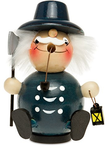 SIKORA Dicke Räuchermännchen aus Holz Weihnachtsfigur Deko Räucherfigur - RM-D, Farbe/Modell:D05 blau - Nachtwächter, Höhe in cm:Höhe ca. 12.5 cm