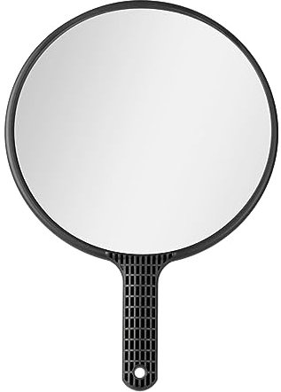 ALTÉAX Specchio con Manico Rotondo Antiscivolo per Salone Parrucchiere Barbiere e Dentista - Specchio Portatile per Make Up Diametro 24cm - Comodo e Utile, Ideale per l'Utilizzo in Casa o in Viaggio