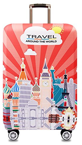 YianBestja Elastisch Kofferhülle Kofferschutzhülle Gepäck Cover Reisekoffer Hülle Koffer Schutzhülle Luggage Cover mit Reißverschluss (Landmark, XL (29-32 Zoll))