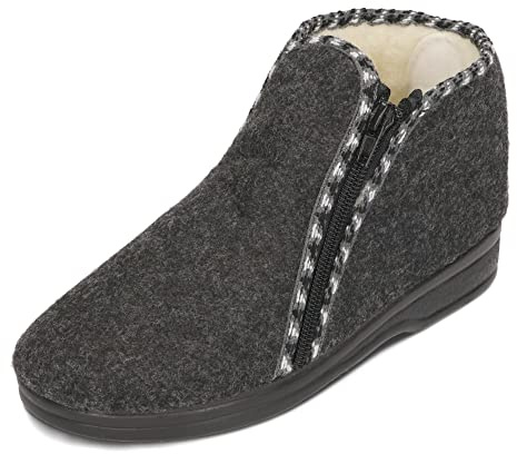 BAWAL Zapatillas de Casa para Mujer Hombre Fieltro Lana Pantuflas Unisex Muy Calentitas 36-46 EU (Gris/blanco, 38)