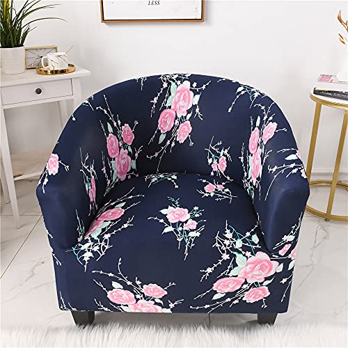 Highdi Sesselschoner Sesselüberwurf mit Elastisch Stretch Husse, Club Chair Blumenserie Schonbezug Sofabezug mit hoher Dehnung Sessel für Clubsessel Cocktailsessel (Blaue Rose)