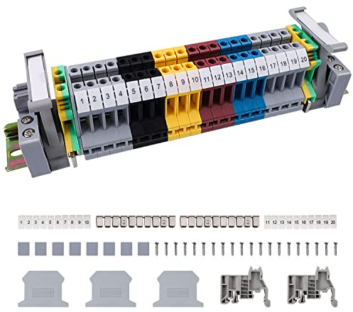 SRJQXH DIN Rail Terminal Block Kit, UK/ MBKK2,5 Morsettiere a Crimpare, Barra dei Connettori, Connettori per Cavi Compatti, per il Collegamento e la Conversione del Circuito