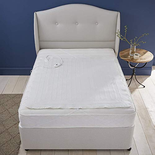Electric Blanket Heated Single Under Bed Comfort Detachable Controller with 3 Heat Settings, Polyester, White Super Cosy Washable Fleece Heated Throws Pad, Coverlet, mantle (140x70cm 1x Control)