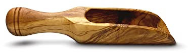 Olive Wood Scoop Bath Salt Spoon for Spices, Coffee Beans | Handcrafted Wooden Scoop Suitable for Sugar, Salt, Flour & More |, 5.5 inches long (SC-5.5)