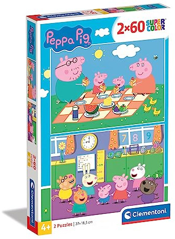 Clementoni Supercolor Puzzle Peppa Pig - 2 Puzzle mit 60 Teilen | Puzzle Für Kinder Ab 5 Jahren, Made In Italy - 24793