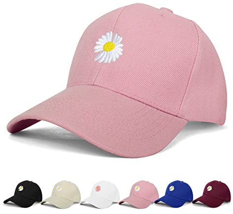 BLURBE Ladies Baseball Caps - Baseball Cap for Women, Daisy Adjustable Ladies Baseball Caps for Womens Casual Summer Outdoor Sports Dad Peaked Sun Cap