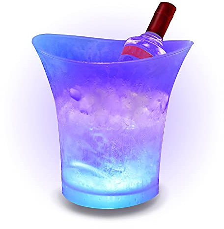 SMETA Cubitera para Hielo LED 5L,Cubiteras para Botellas,Cubo de Hielo Impermeable para Botellas de Vino/Cerveza/Champán,Cubitera Grande de Hielo y Botellas,Ideal para Fiesta/Hogar/Bar(Cambio Color)
